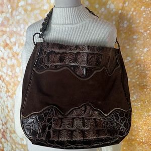 Sondra Roberts Shoulder Bag with faux Crocidile accents